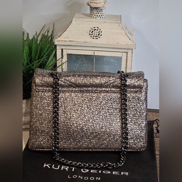 Kurt Geiger Quilted Metallic Tweed Shoulder Bag - Picture 3 of 8